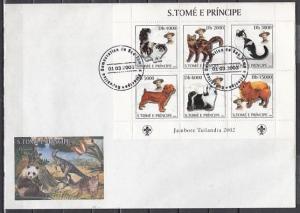 St. Thomas, Scott cat. 1501 a-f. Cats & Dogs, Scout B. Powell. First day cover.^