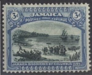 Jamaica 80 (mh) 3p Columbus landing in Jamaica, blue & grn (1921)