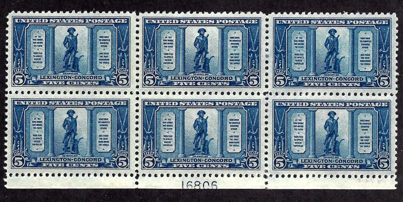 619 Mint,OG,XLH... Plate Block of 6... SCV $200.00... XLH in Selvage Only... XF+