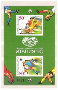 Bulgaria 1990 World Soccer Championship Italy souvenir sheet IMPERFORATED MNH