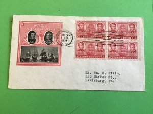 U.S. 1937 Washington Hero’s of American Navy Block of Four Stamps Cover R42493