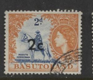 Basutoland -Scott 63-Surcharge New Value -1961-Used -Single 2c on a 2d Stamp