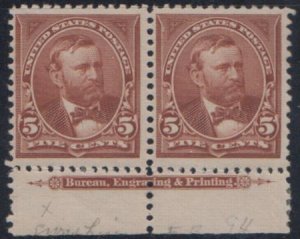 US 255 Bureau and Regular Issues Mint Hinged F - VF Imprint Pair cv $220