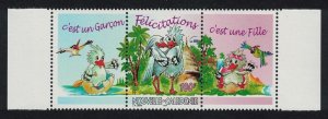 New Caledonia Kagu Birds Greetings Stamp 100f + 2 labels 2000 MNH SG#1222