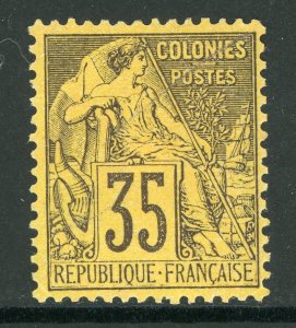 France Colonies 1881 Peace & Commerce 35¢ Violet Blk/Yellow Org Sc# 56 Mint D676