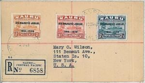 35016 - NAURU - POSTAL HISTORY  -1935 JUBILLE stamps on cover postmarked 1948