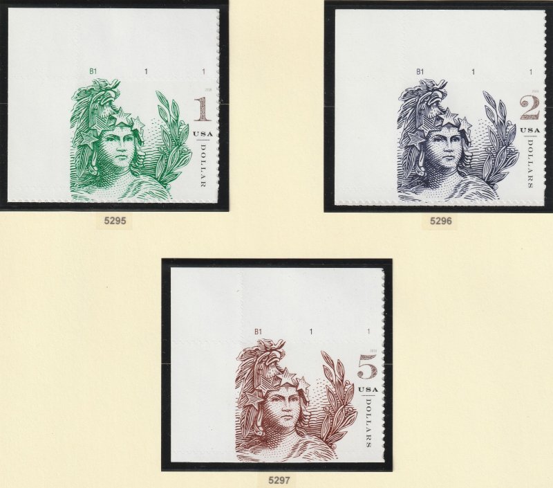5295-97 Statue of Freedom PN Singles MNH $1 Shipping