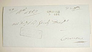 ITALY  AUSTRIA LV  CIVIDALE 1843  STAMPLESS