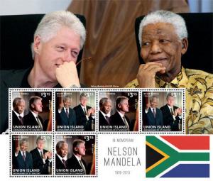 Union Island 2013 - Nelson Mandela with Bill Clinton - Sheet of 6 Stamps - MNH