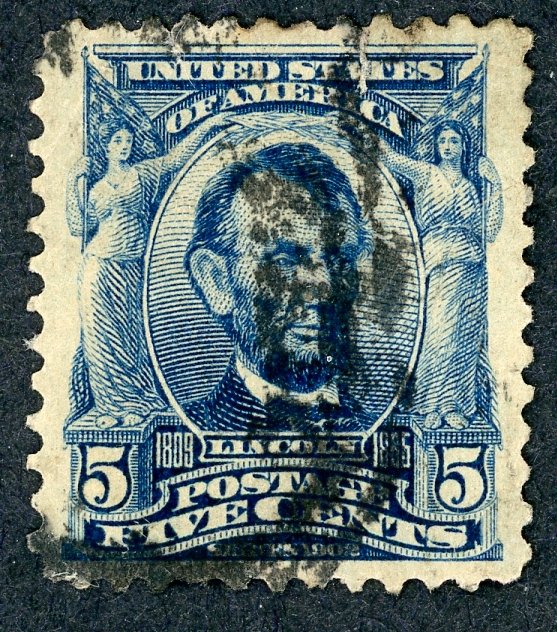 #304 – 1903 5c Lincoln, blue. Used. Dark cancel.