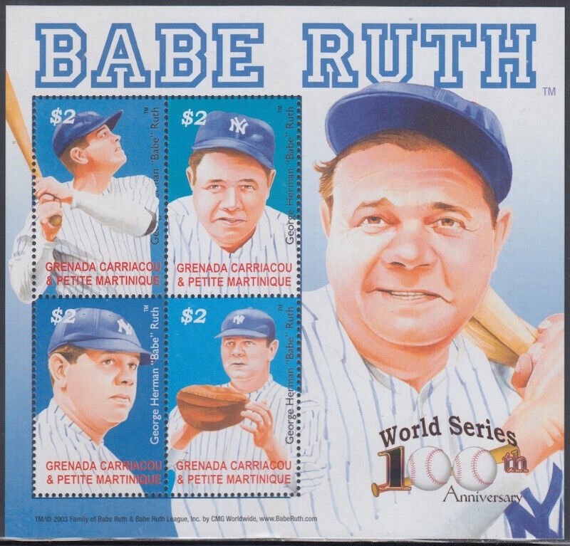 GRENADA GRENADINES Sc #2567a-d MNH S/S of 4 DIFF - BABE RUTH, SULTAN of SWAT