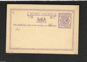 Unused Postal Stationary Post Card Australia  Queen Victoria One Penny