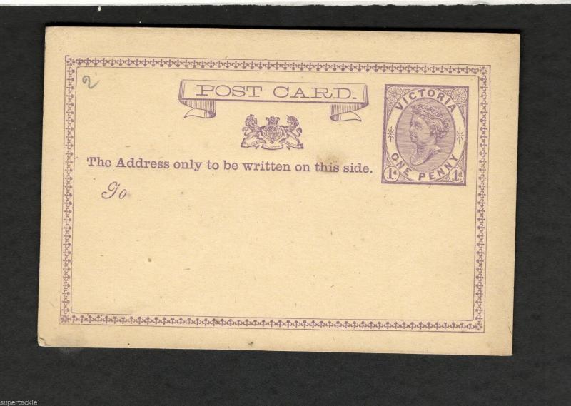 Unused Postal Stationary Post Card Australia  Queen Victoria One Penny