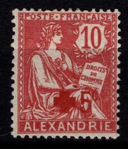 French PO in Alexandria 1915 Red Cross, 10c + 5c [Unused]