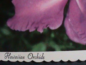 ​UNITED STATES-LOVELY HAWAIIAN ORCHIDS- PICTURE POST CARD WITH STAMP-USED-VF
