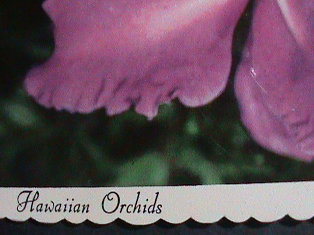 ​UNITED STATES-LOVELY HAWAIIAN ORCHIDS- PICTURE POST CARD WITH STAMP-USED-VF