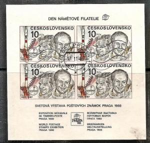 Czechoslovakia 2653b Used 1987 INTERCOSMOS Anniv. Sheet