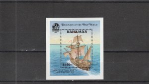 Bahamas  Scott#  729  MNH  S/S  (1991 Pinta's Crew Sights Land)