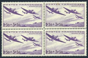 France B130 block/4,MNH.Michel 551. Planes over fields,1942.