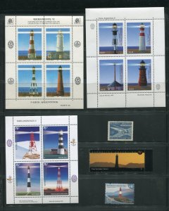 Argentina 504, 1785. 1963, 2190. 2280, 2377 Lighthouse Stamp Lot MNH, 504 is MH 