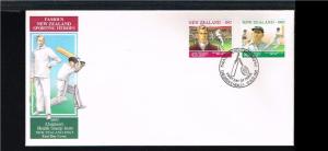 1992 - New Zealand FDC Mi. 1242-1243 - Sport - Cricket - Tennis - Sporting he...