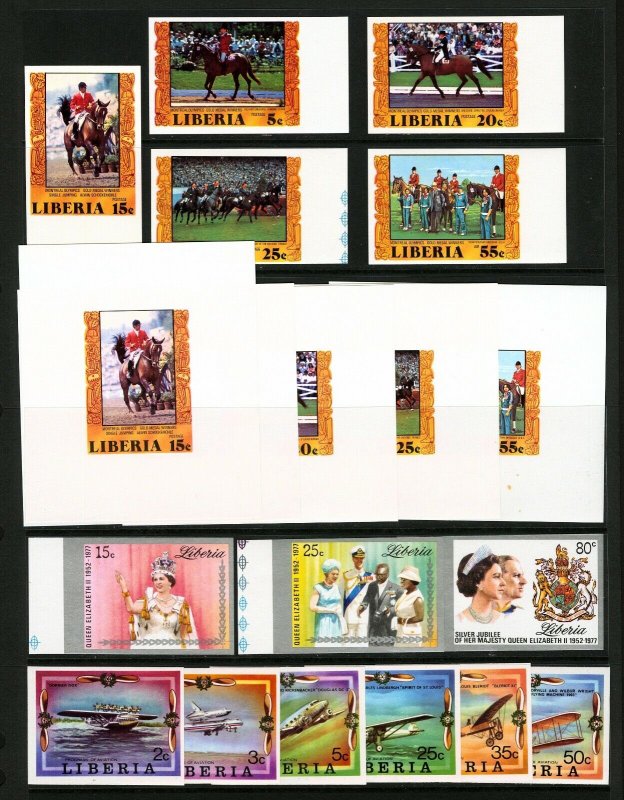 Liberia #784-#787, #C216, #788-#790, #794-#799 1977-78 Imperf Error Sets, Rare