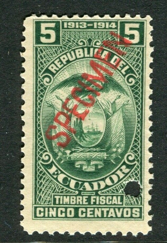 ECUADOR; Early 1900s fine Fiscal issue Mint MNH unmounted SPECIMEN 5c. 