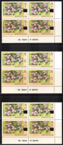 Anguilla 1980 Sc#404-410-414  ORCHIDS  Overprinted Separation Block of 4 MNH