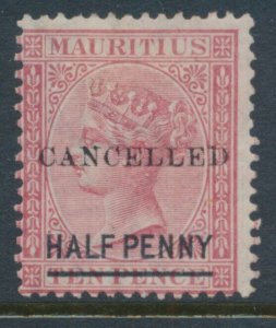 Mauritius 1877 Half Penny SG 79 Sc 46 Rose WMK Crown CA O/P CANCELLED