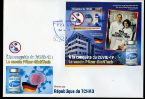 CHAD  2021 PFIZER-BIONTECH VACCINE SOUVENIR SHEET FIRST DAY COVER