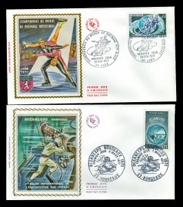 France 1299, 1300 First Day Covers with Silk Cachets