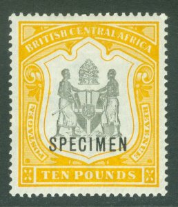 SG 52s British Central Africa, Nyasaland 1897-1900. £10 black & yellow...