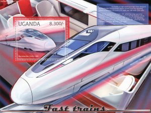 Uganda 2010 FAST TRAINS Bombardier s/s Perforated Mint (NH)