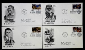 US #3143-46 FDC 32c 1997 Complete Set of 4 Football Coaches.