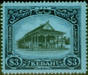 Kedah 1912 $3 Black & Blue-Blue SG13 Fine MM