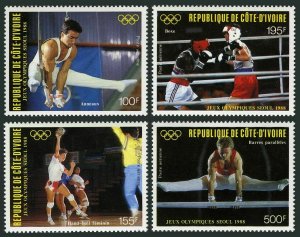 Ivory Coast C115-C118, C119, MNH. Mi 970-974. Olympics Seoul-1988. Gymnastics.