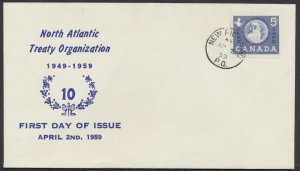 1959 #384 NATO 10th Anniversary FDC Unusual Cachet New Richmond PQ CDS