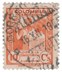 AIRMAIL STAMP FROM COLOMBIA 1949. SCOTT # C165. USED. # 3