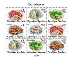 TOGO - 2023 - Minerals - Perf 9v Sheet - Mint Never Hinged