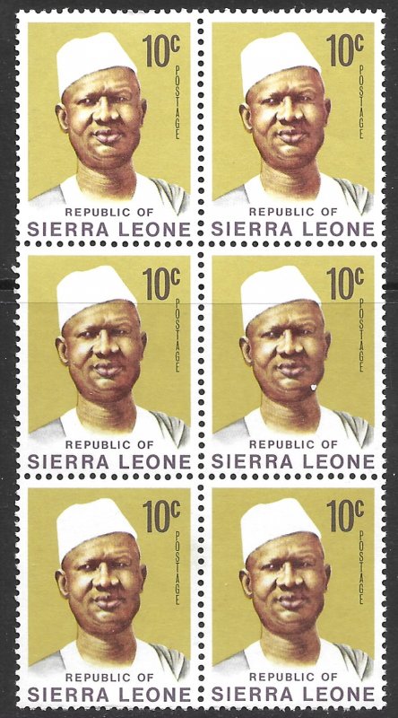 Sierra Leone #427 block of 6 MNH 1972
