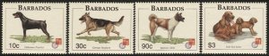 BARBADOS Sc 930-03  Mint NH set of 4, Dogs - Hong Kong '97 Exhibition issue