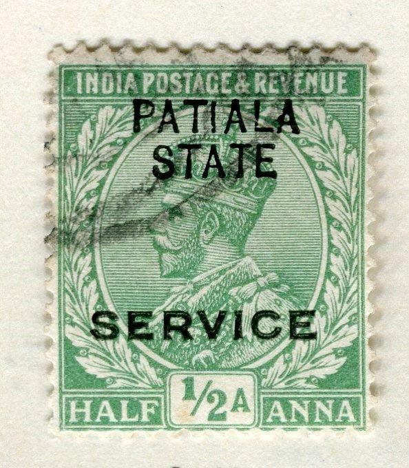 INDIA PATIALA;  1913-26 early GV issue fine used 1/2a. value