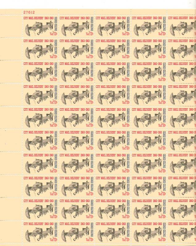 US 1238 - 5¢ Letter Carrier, 1863 Unused