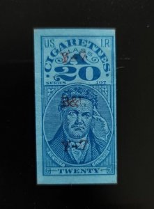 U.S. Internal Revenue Class A Cigarettes (20) Twenty DeWitt Clinton Series 107