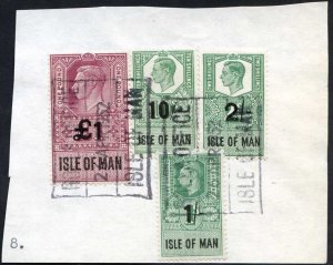 Isle of Man KGVI One Pound + 10/- + 5/- + 2/- Key Plate Type Revenues CDS on Pi