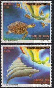 Mexico #1281-2 MNH turtle / whale