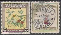 Colombia #545,548 used.  Flowers.  Nice  1947