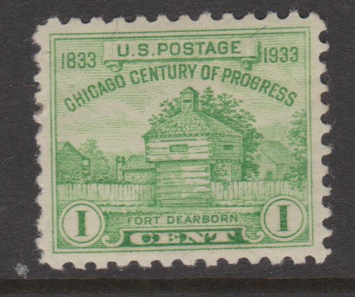 1933 Fort Dearborn 1c Perf Sc#728 VF MH