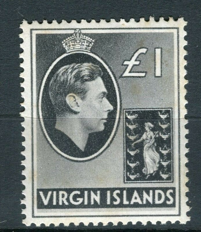 BRITISH VIRGIN ISLANDS; 1938 GVI issue Mint MNH £1. value (tone spots on gum)