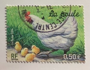 France 2004 Scott 3020 used - 0.50€,  Farm animals, Chicken & chicks